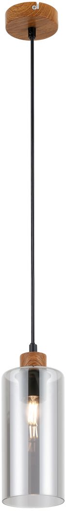 Darmowa Dostawa - Lampa wisząca 1x25 W czarna-drewno Italux Naster PND230511WO