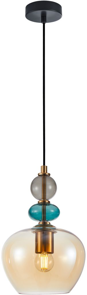 Darmowa Dostawa - Lampa wisząca 1x40 W czarna-złota Italux Busco PND302631ABROAMB