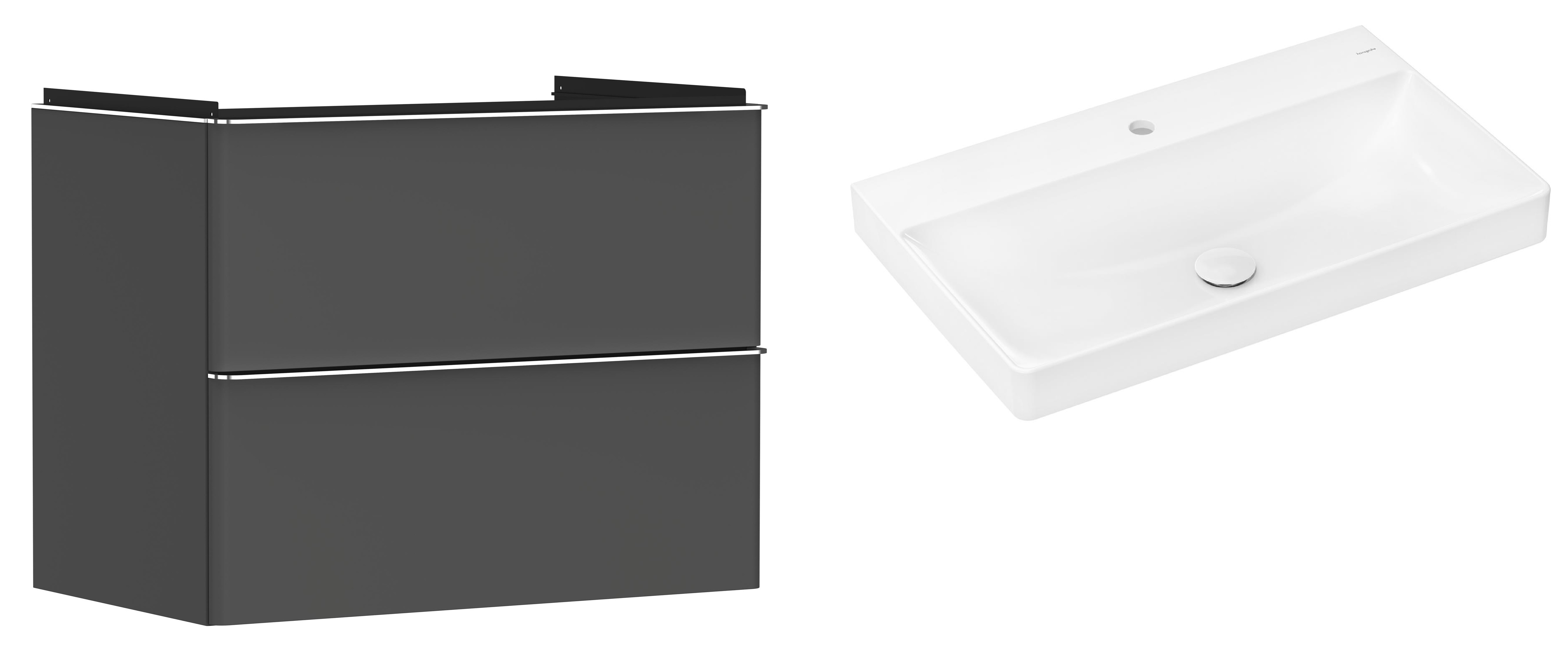 Darmowa Dostawa - Umywalka z szafką 80 cm szarą Hansgrohe Xelu Q abset9850