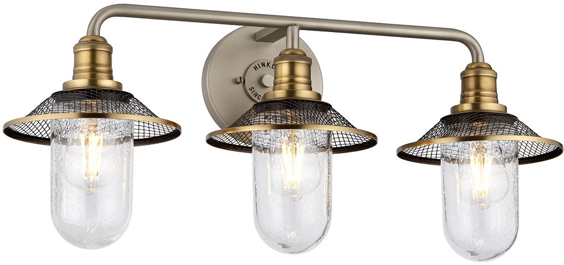 Darmowa Dostawa - Kinkiet 3x40 W mosiądz-przezroczysty-nikiel Quintiesse Rigby QNRIGBY3BATHAN