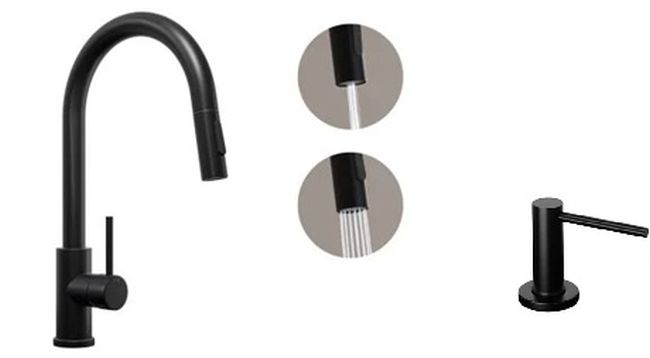 Darmowa Dostawa - Bateria kuchenna z dozownikiem stojąca czarna Primagran abset11412