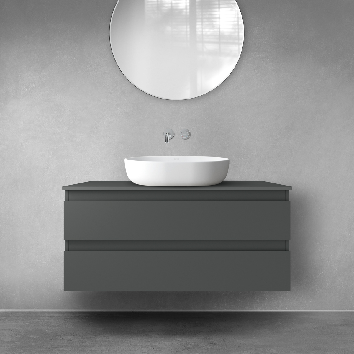 Darmowa Dostawa - Szafka z blatem 100x46.4x48.6 cm podumywalkowa wisząca grafitowa Oltens Vernal 68117400