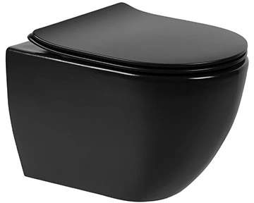 Darmowa Dostawa - Miska WC z deską wolnoopadającą wisząca bez kołnierza czarny półmat Sanindusa Sanibold 137938264