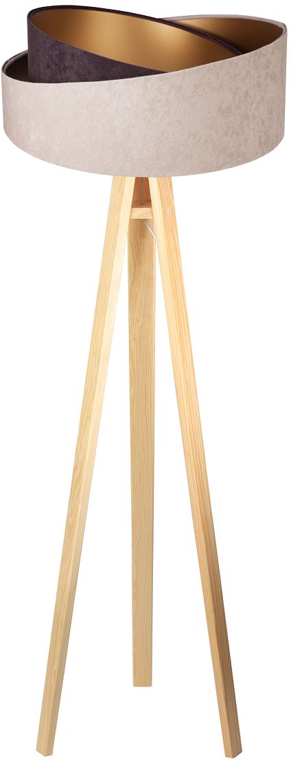 Darmowa Dostawa - Lampa stojąca 1x60 W złota-drewno-beżowa-brązowa BPS Koncept Galaxy 060P019