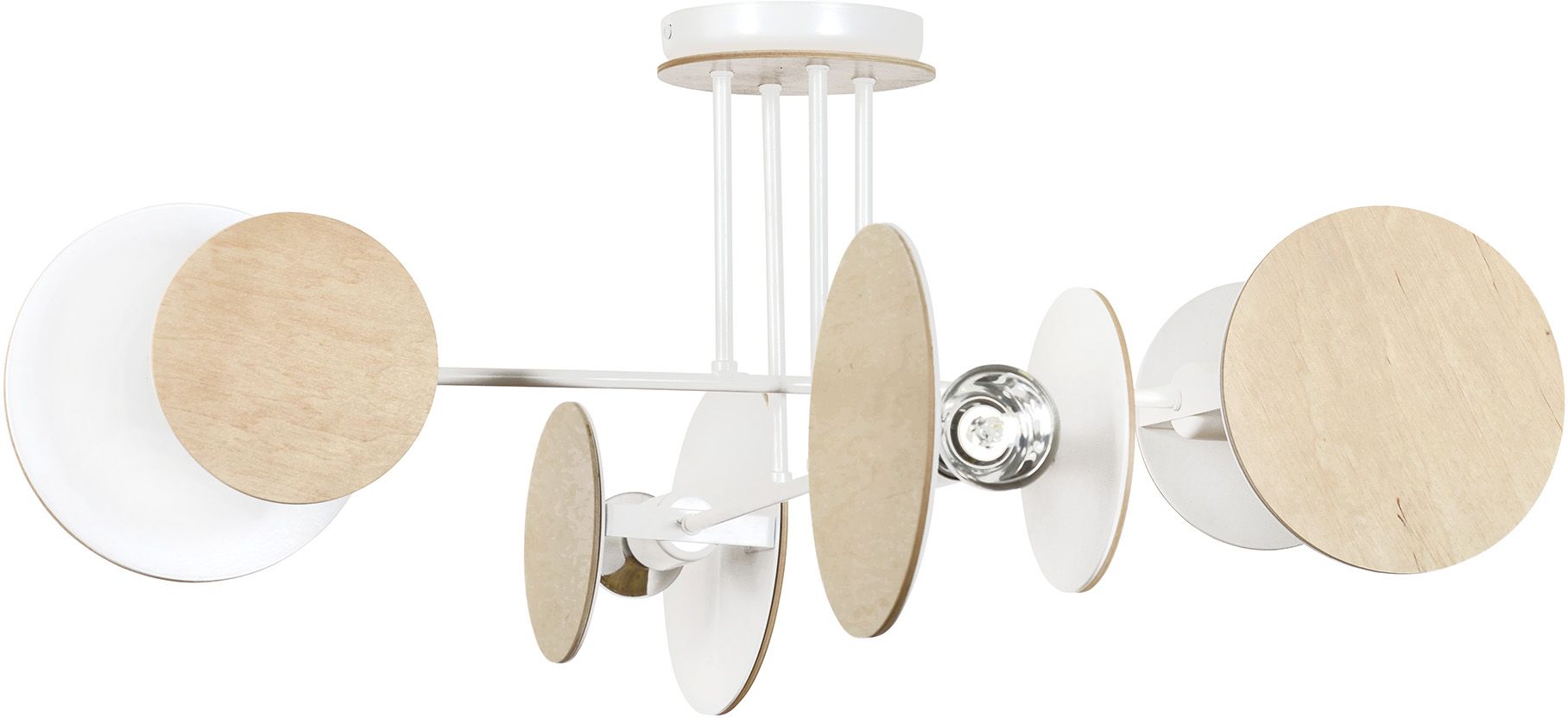 Darmowa Dostawa - Lampa podsufitowa 4x15 W biała-drewno Emibig Zita 1744