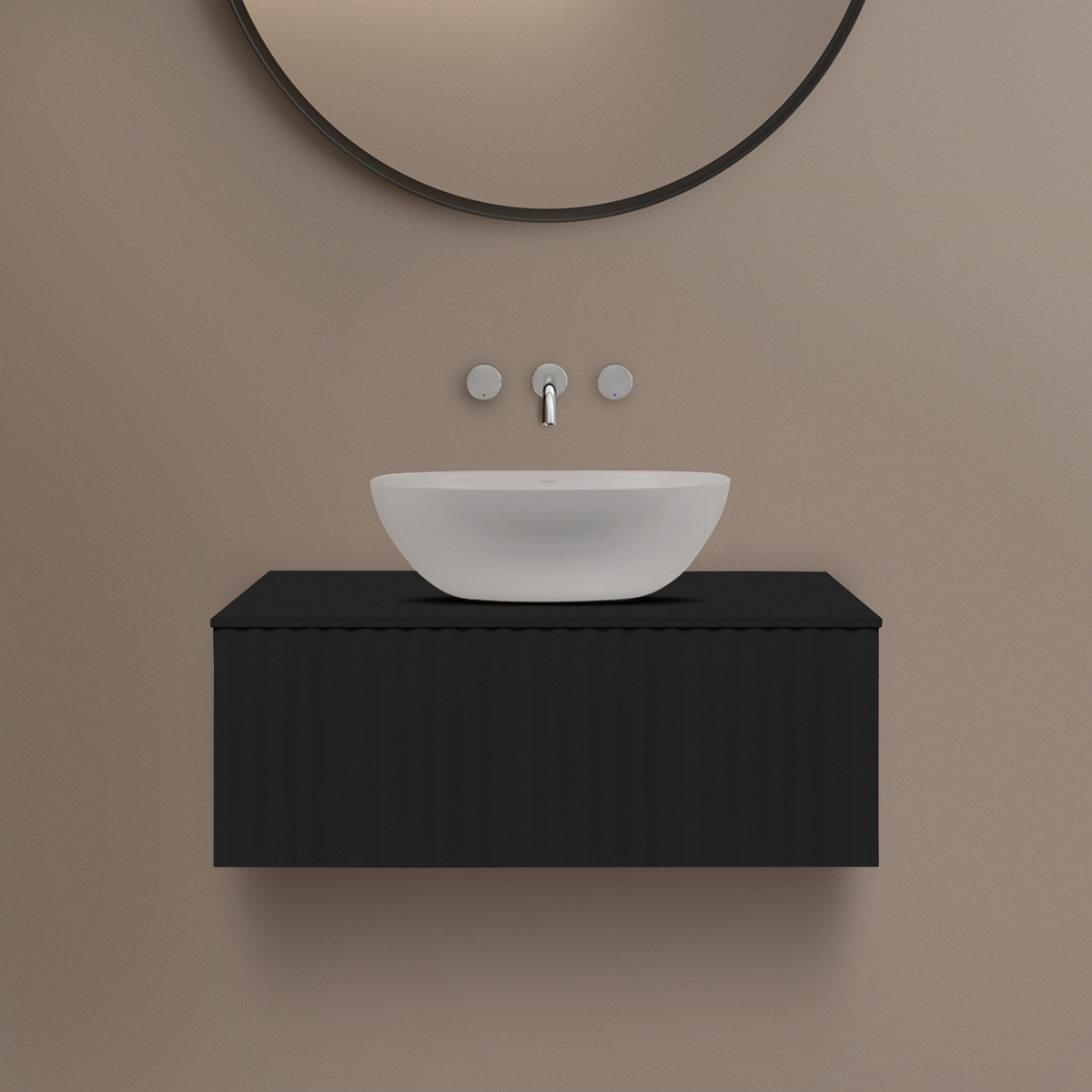 Darmowa Dostawa - Zestaw 2 szafek łazienkowych 80.3x46.9x31.2 cm podumywalkowa wisząca czarna Ksuro 02 58006030