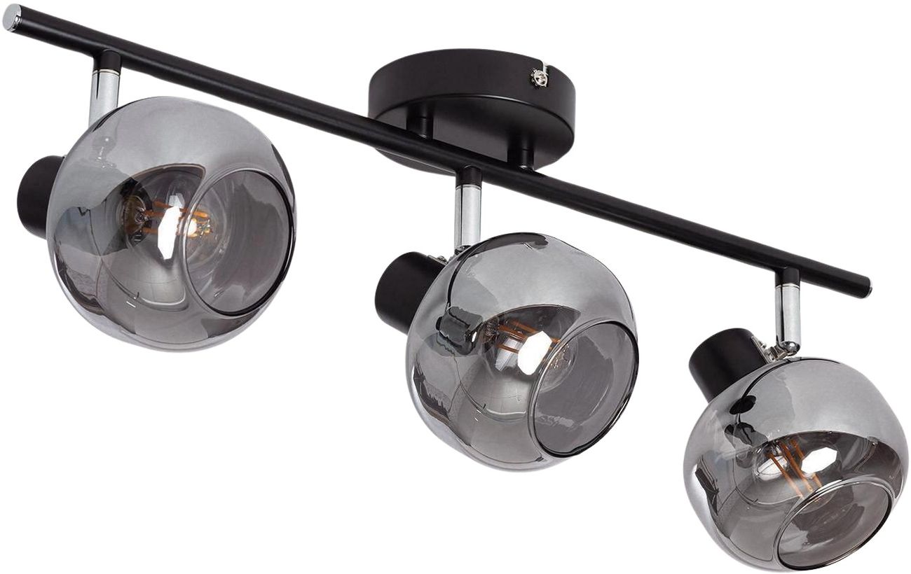 Darmowa Dostawa - Lampa podsufitowa 3x20 W czarna-przydymiona-srebrna Abruzzo Nino ABRSLWN3XE14