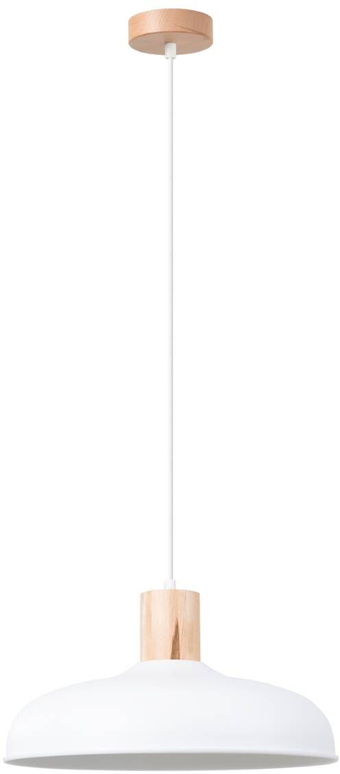Darmowa Dostawa - Lampa wisząca 1x15 W biała-drewno Sollux Lighting Indy SL1323