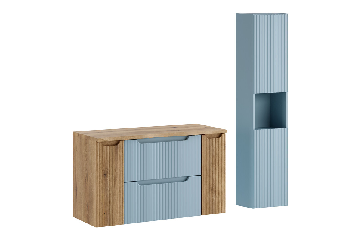 Darmowa Dostawa - Zestaw mebli łazienkowych 100x40x140 cm podumywalkowa wisząca dąb Comad Nova Denim SETNODBNATOAK100CMSHC