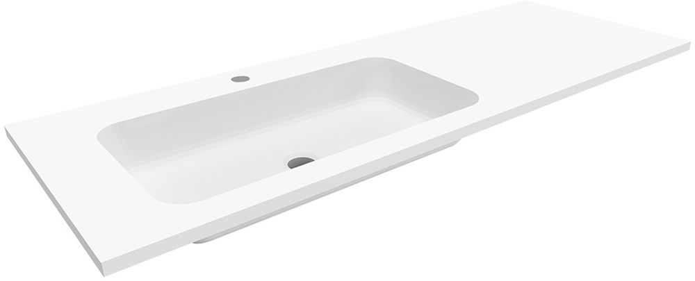 Darmowa Dostawa - Umywalka 130x45 cm prostokątna wpuszczana-z blatem biała Cristalstone Linea Simpla U1300MBLOTCR