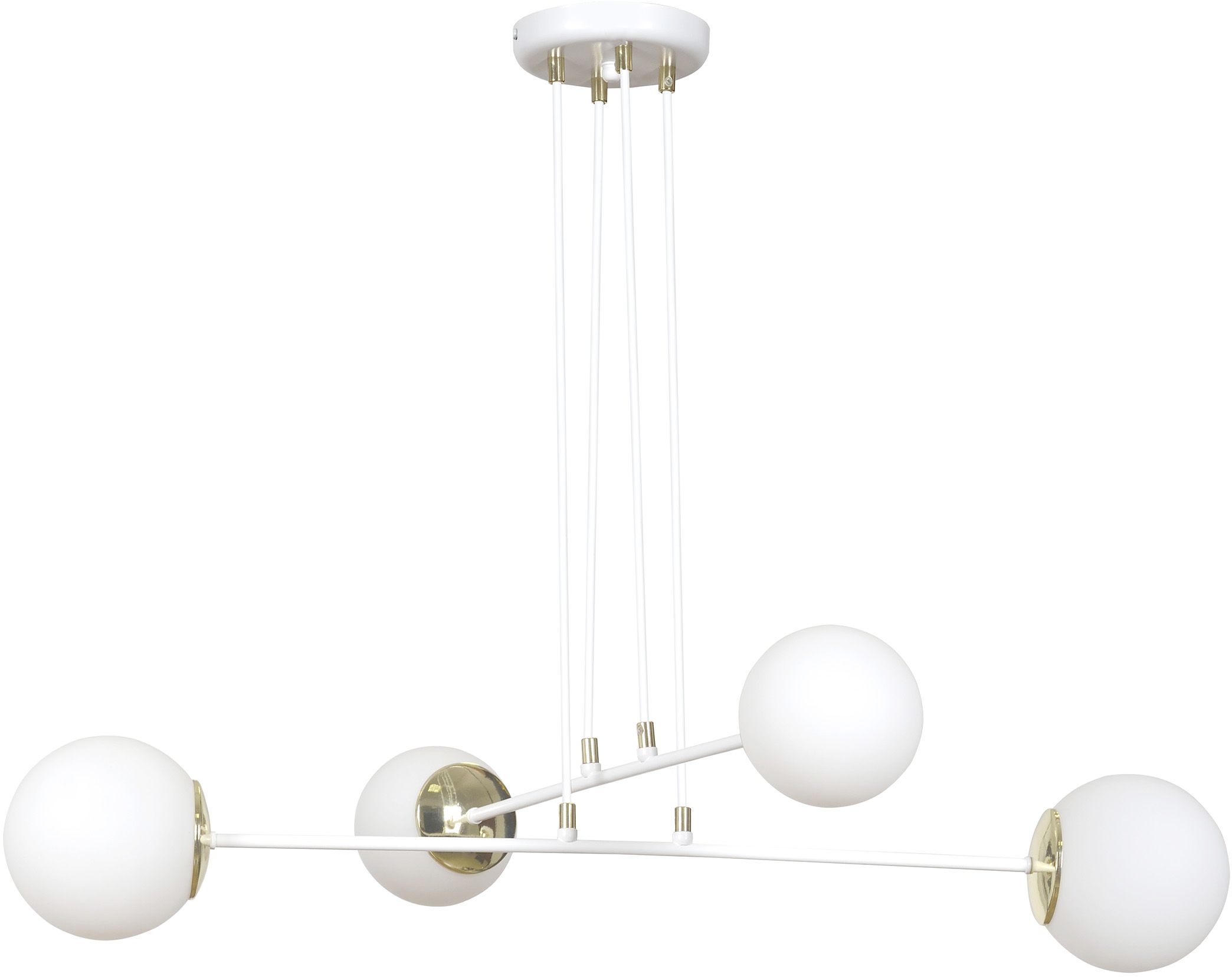 Darmowa Dostawa - Lampa wisząca 4x10 W biała-złota-mleczna Emibig Ognis 9674