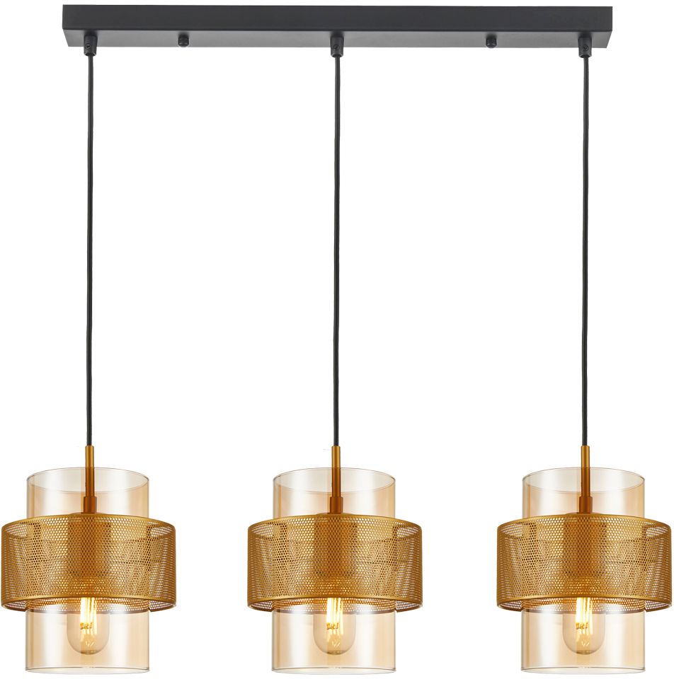 Darmowa Dostawa - Lampa wisząca 3x40 W złota Italux Vinoti PND221323SGDAMB