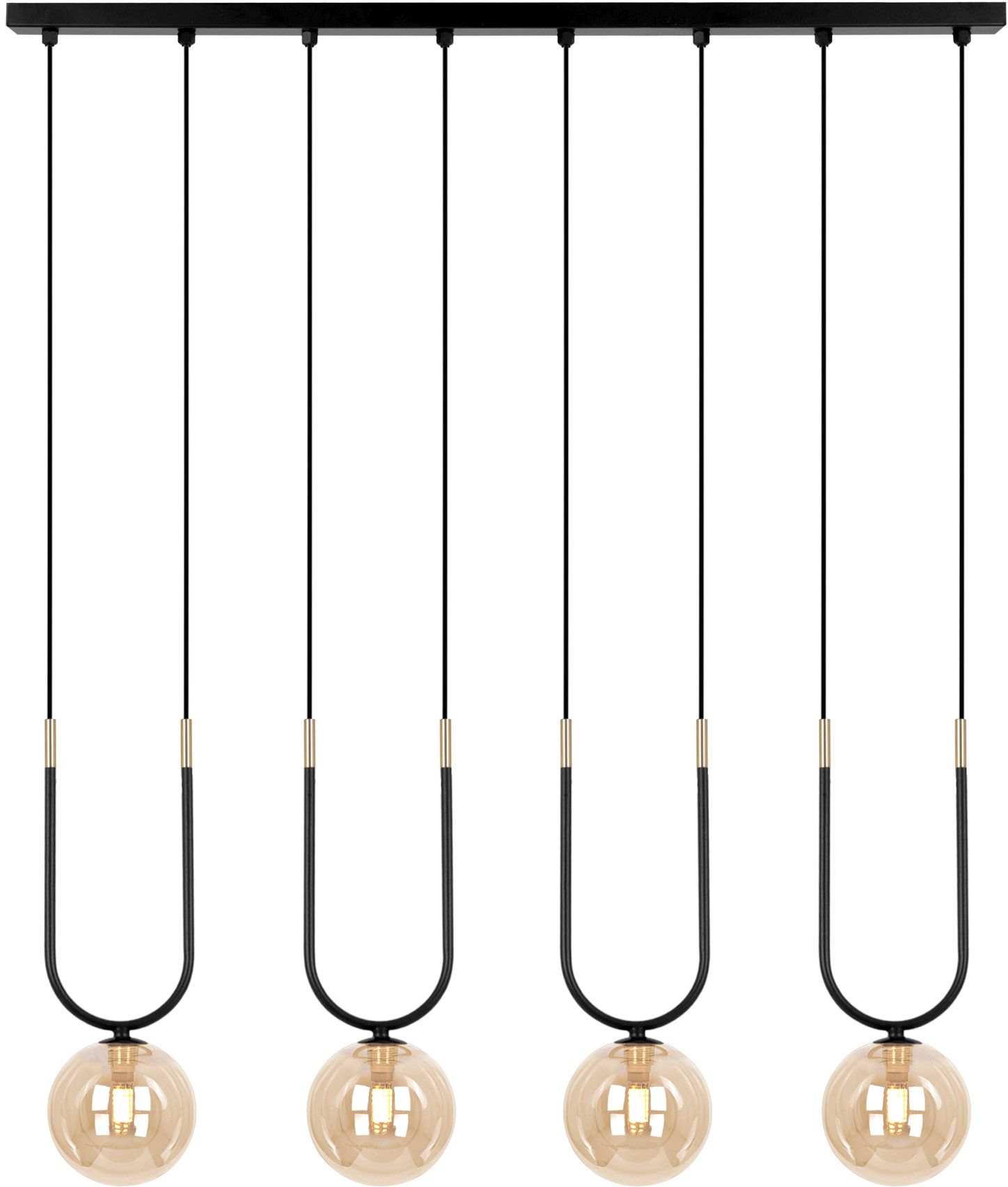 Darmowa Dostawa - Lampa wisząca 4x10 W czarna-złota-bursztynowa Kaja Goldi K5597