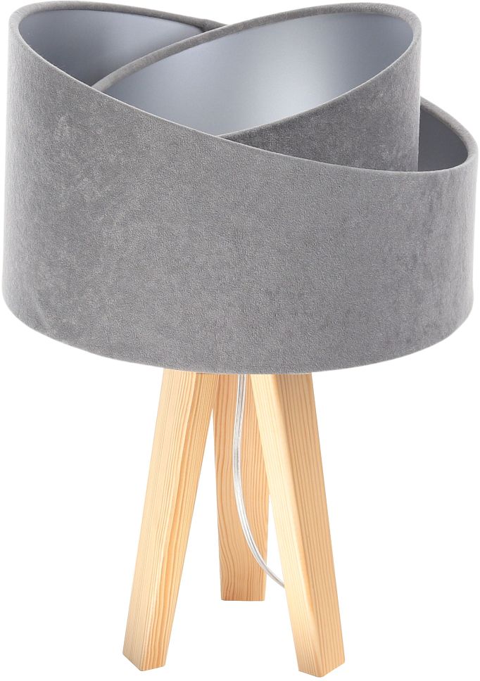 Darmowa Dostawa - Lampa stołowa 1x60 W szara-drewno-srebrna BPS Koncept Glamour 060S013
