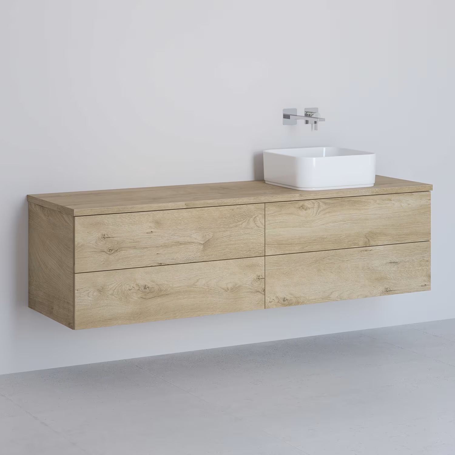 Darmowa Dostawa - Szafka z blatem 161x48.7x44.5 cm podumywalkowa wisząca dąb Kronenbach Cube KBWTKOWTL1614GH