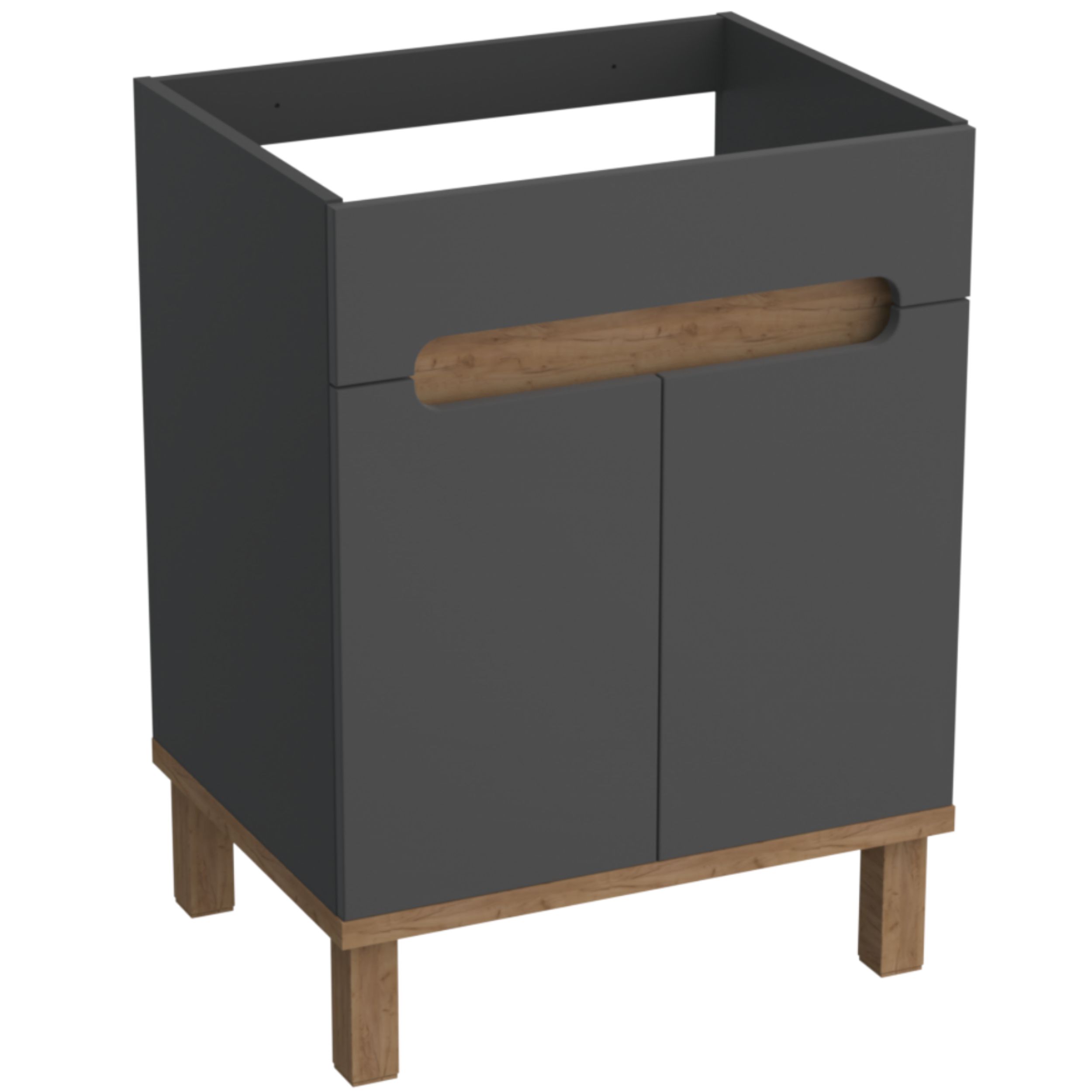 Darmowa Dostawa - Szafka 59.7x45.6x80 cm podumywalkowa stojąca grafitowa-dąb Strama Ovo 1210003
