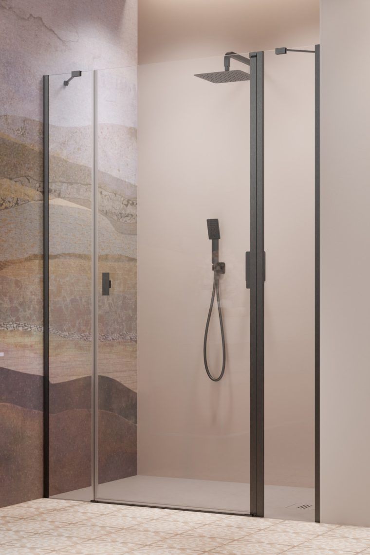 Darmowa Dostawa - Drzwi prysznicowe 140 cm uchylne szczotkowany/szkło przezroczyste Radaway Nes Brushed GunMetal DWJS 100381409201L