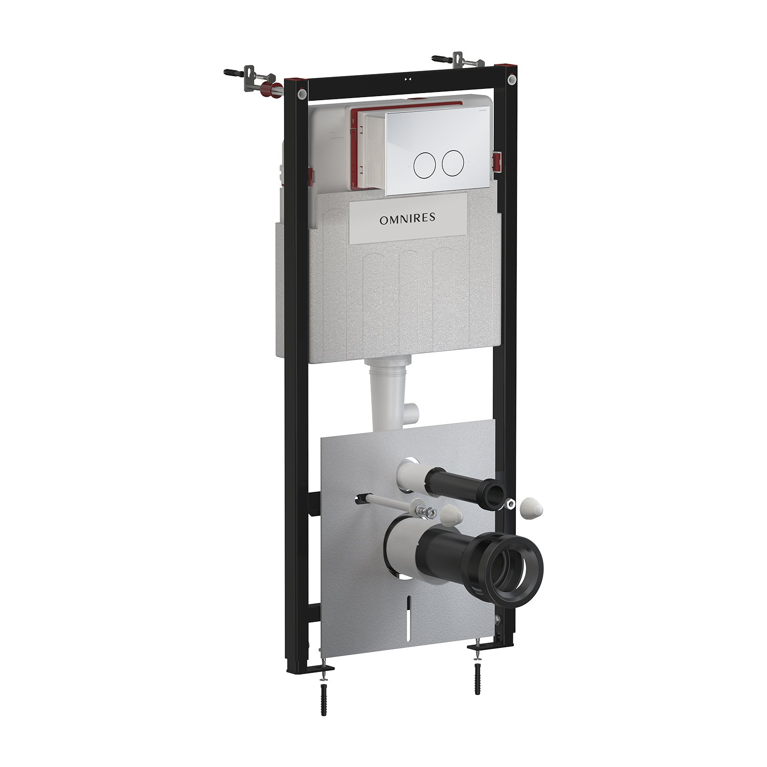 Darmowa Dostawa - Stelaż podtynkowy z przyciskiem spłukującym do miski wc wiszącej Omnires Eco Flush Set Strongframe + Minimal STFWCECO1MRCR