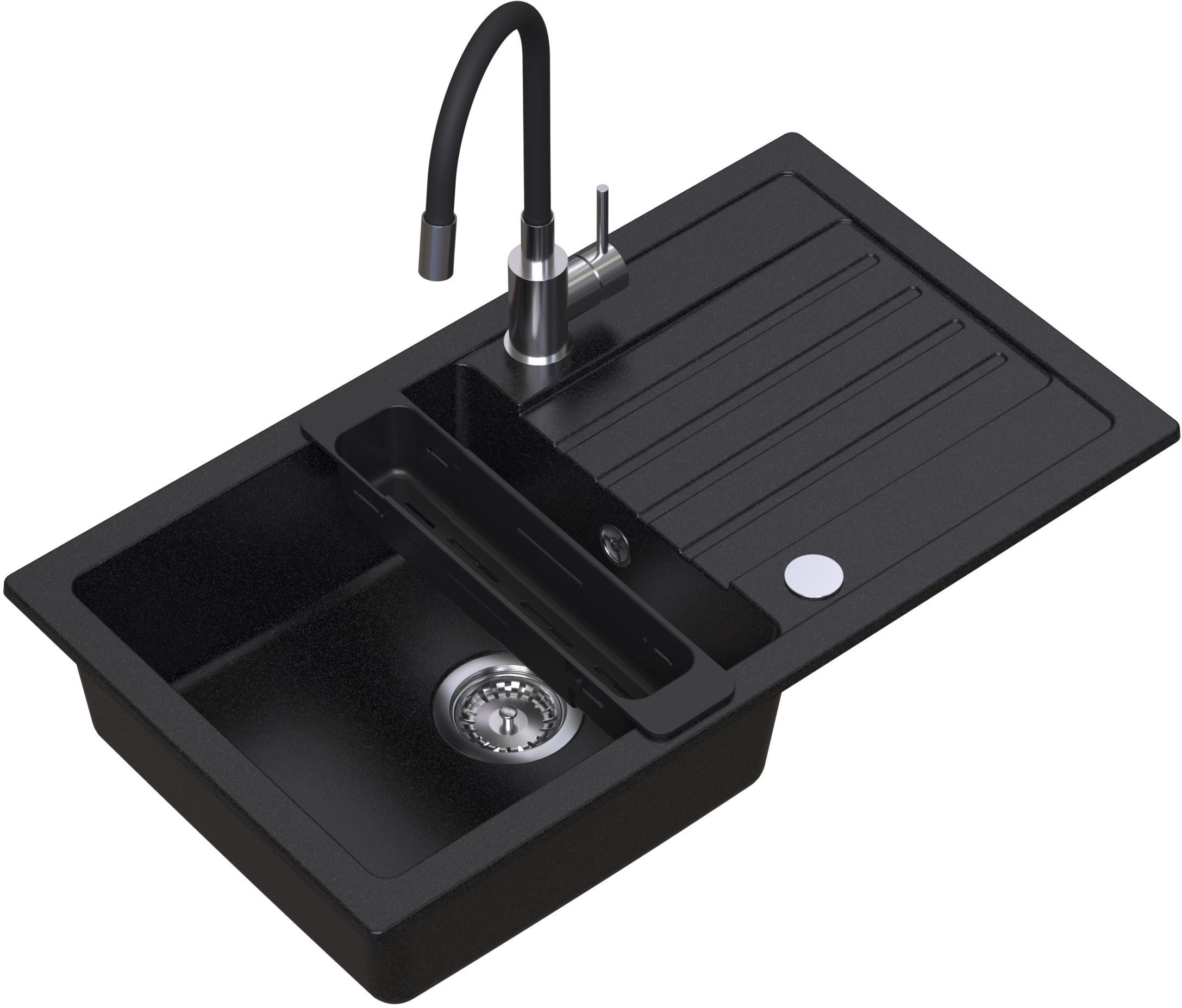 Darmowa Dostawa - Zlewozmywak z baterią i akcesoriami czarny/stal Ruvetti Natu Maxi LP3200NM7744BCW