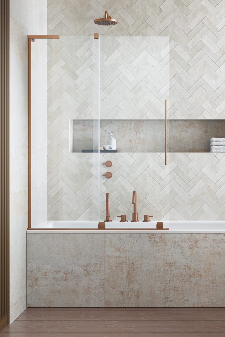 Darmowa Dostawa - Parawan nawannowy dwuczęściowy Radaway Furo SL Brushed Copper PND II 103095389301L