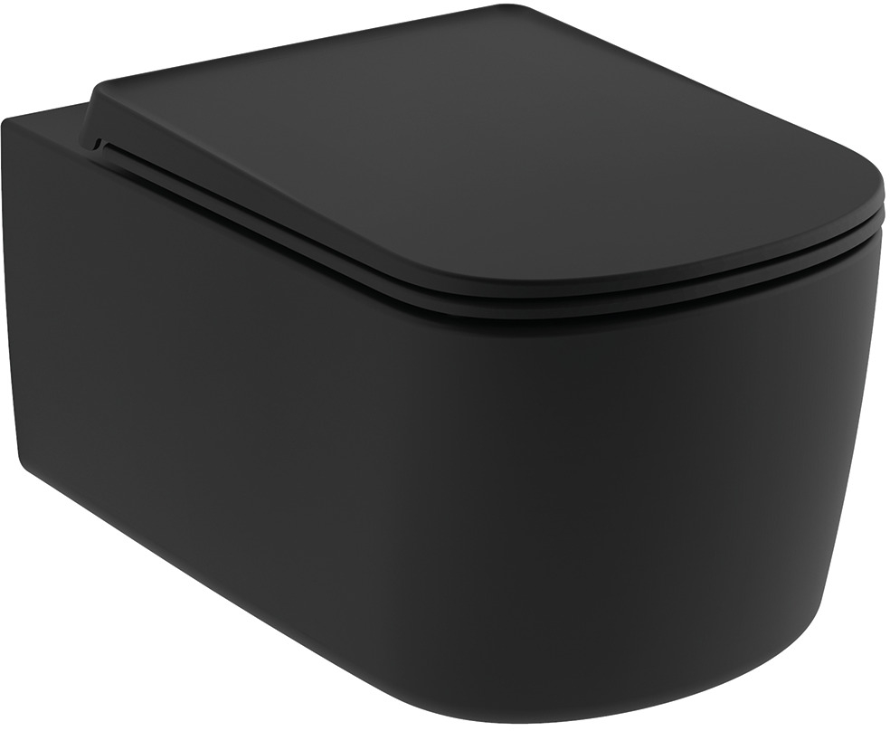 Darmowa Dostawa - Miska WC wisząca bez kołnierza ze spłukiwaniem wirowym czarny mat Kludi Resa S 27WCW0139