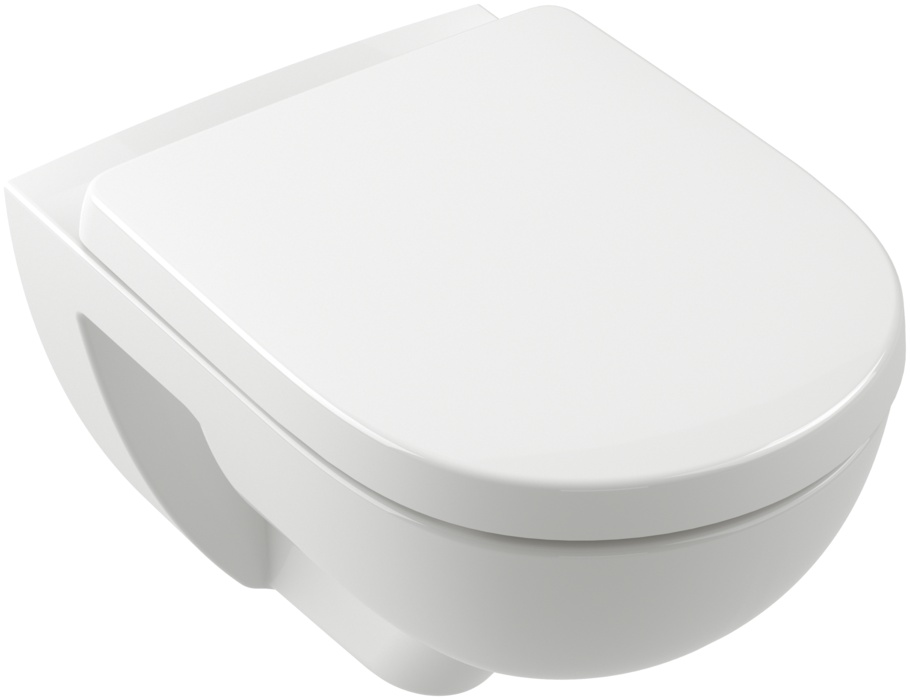 Darmowa Dostawa - Miska WC z deską wolnoopadającą wisząca bez kołnierza ze spłukiwaniem wirowym biały połysk Villeroy & Boch O.Novo 5660CL01