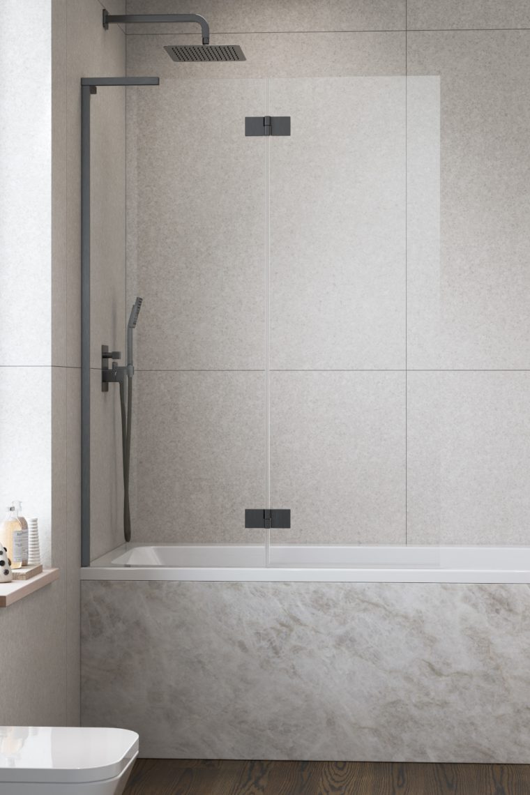 Darmowa Dostawa - Parawan nawannowy 100 cm 2-częściowy szczotkowany/szkło przezroczyste Radaway Essenza 8 SL Brushed GunMetal PND II 105001009201L