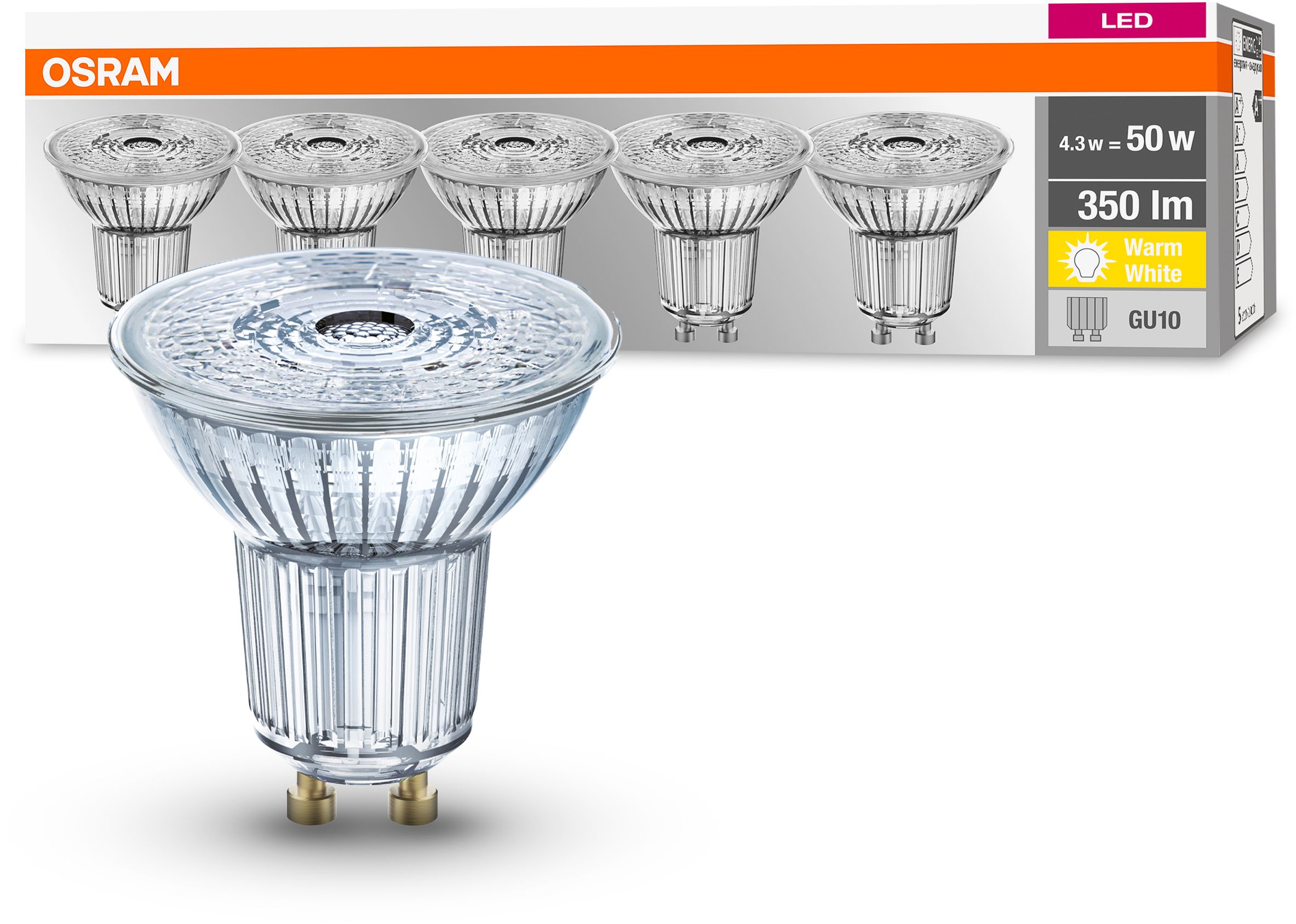 Darmowa Dostawa - Żarówki LED Multipack 5x4.3 W 2700 K gu10 Osram Base 4058075090460