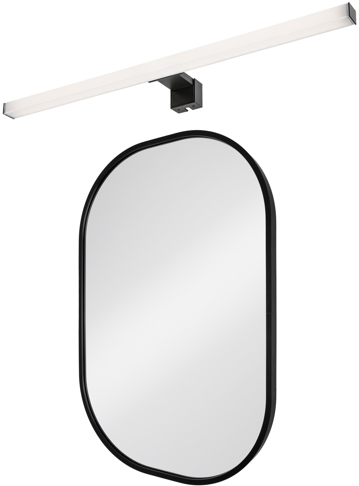 Darmowa Dostawa - Lustro z kinkietem 60x80 cm owalne z oświetleniem czarny Dubiel Vitrum Luis abset11063