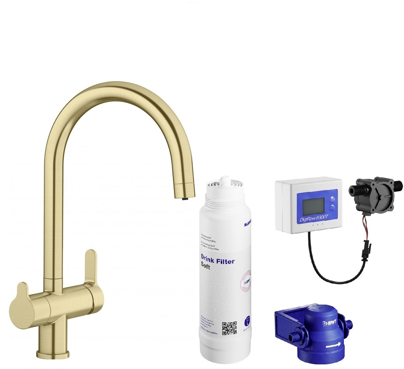 Darmowa Dostawa - Bateria kuchenna z filtrem stojąca złoto/stare złoto Blanco Trima abset11461