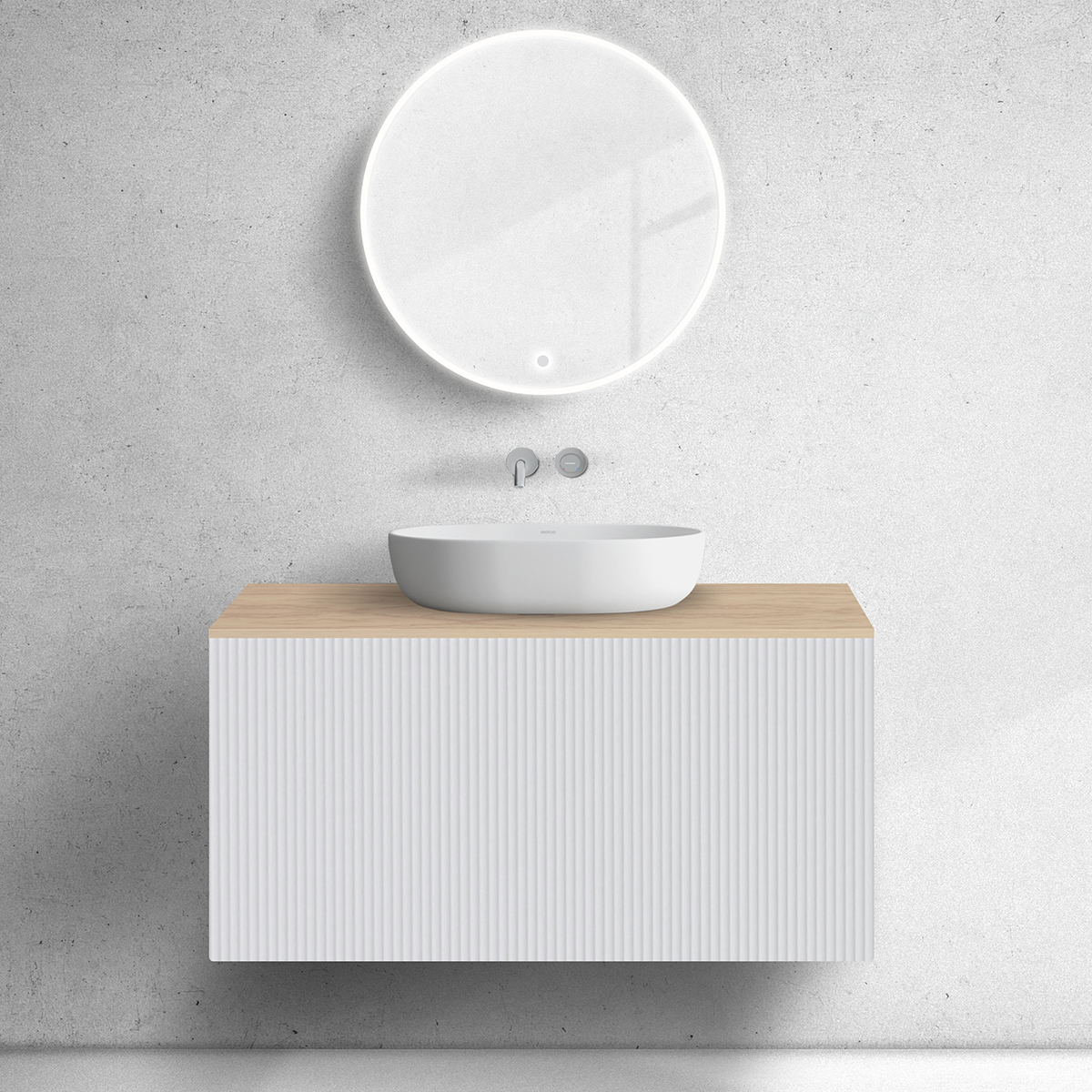 Darmowa Dostawa - Szafka z blatem 100x45x53.6 cm podumywalkowa wisząca biała-dąb Oltens Lun 68689000