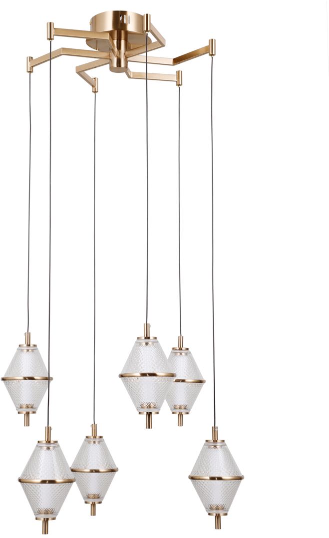 Darmowa Dostawa - Lampa wisząca 6x30 W złota Italux Fuente PND343956HBR