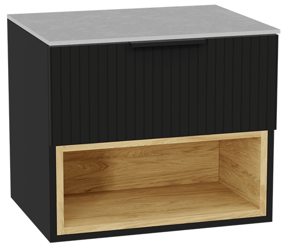 Darmowa Dostawa - Szafka z blatem 60x46.5x51.2 cm podumywalkowa wisząca czarna-szara-dąb Excellent Tuto 2.0 MLEX2171K6003SJBKBK