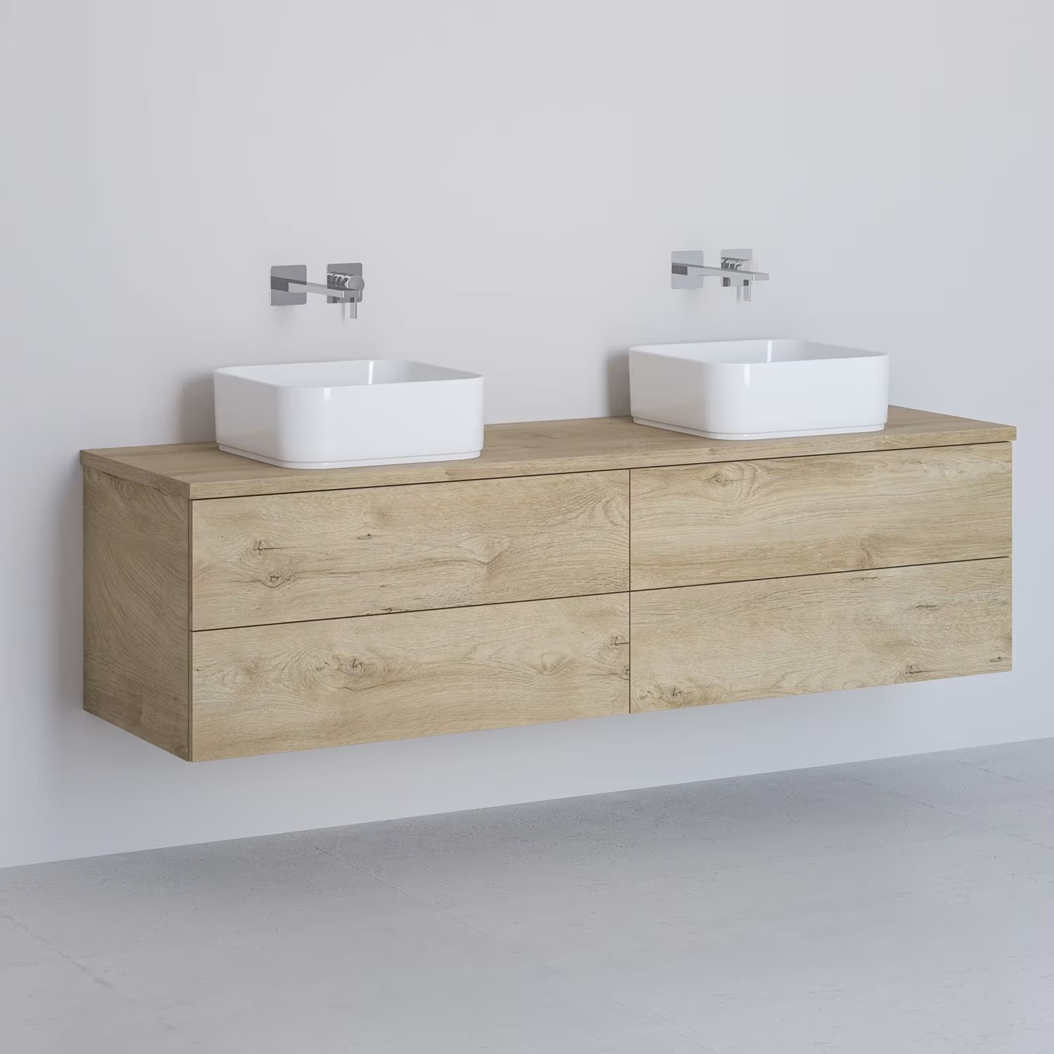 Darmowa Dostawa - Szafka z blatem 161x48.7x44.5 cm podumywalkowa wisząca dąb Kronenbach Cube KBWTKOWT1614GH