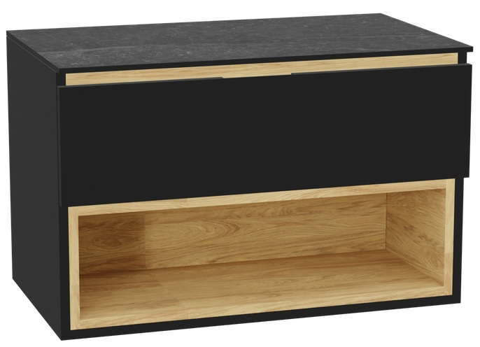 Darmowa Dostawa - Szafka z blatem 80x46.5x51.2 cm podumywalkowa wisząca czarna-grafitowa-dąb Excellent Tuto 2.0 MLEX2171K8001MABKBK