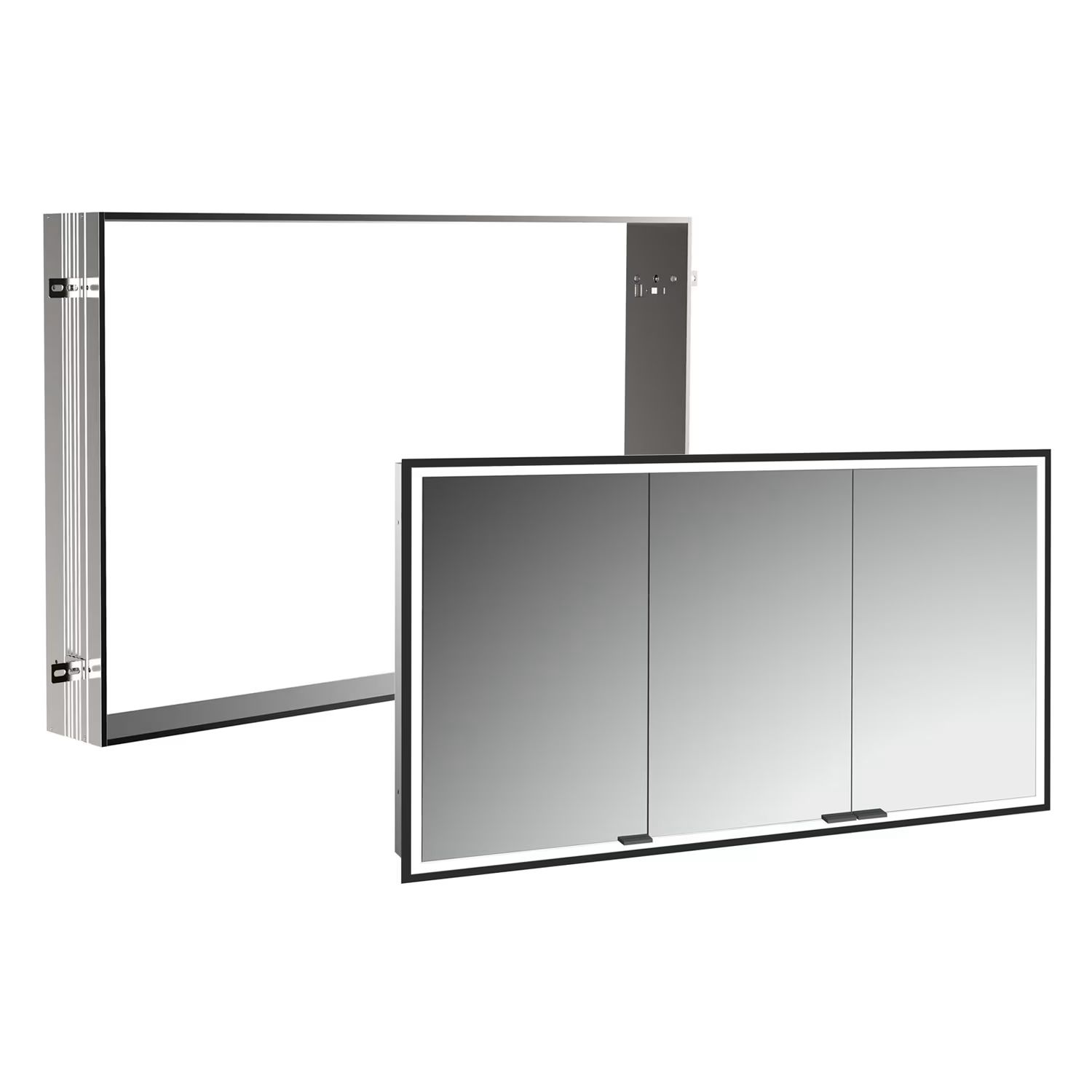 Darmowa Dostawa - Szafka z ramą montażową 120x17x70 cm z lustrem czarna Kronenbach Cube 2.0 KB100228MBSet