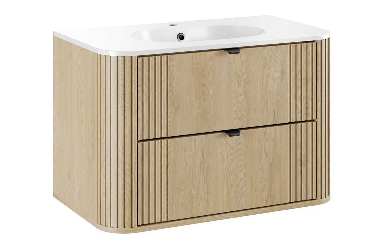 Darmowa Dostawa - Umywalka z szafką 80 cm dąb Comad Ovalia Cremona SETOVC80CMUMPURE