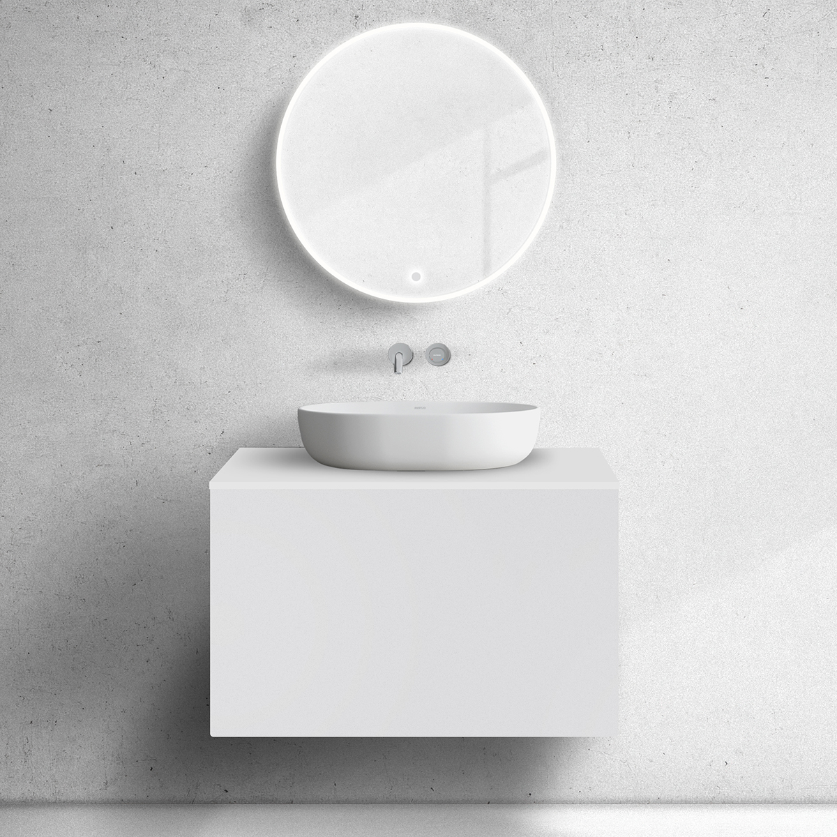 Darmowa Dostawa - Szafka z blatem 80x45x53.6 cm podumywalkowa wisząca biała Oltens Lun 68735000