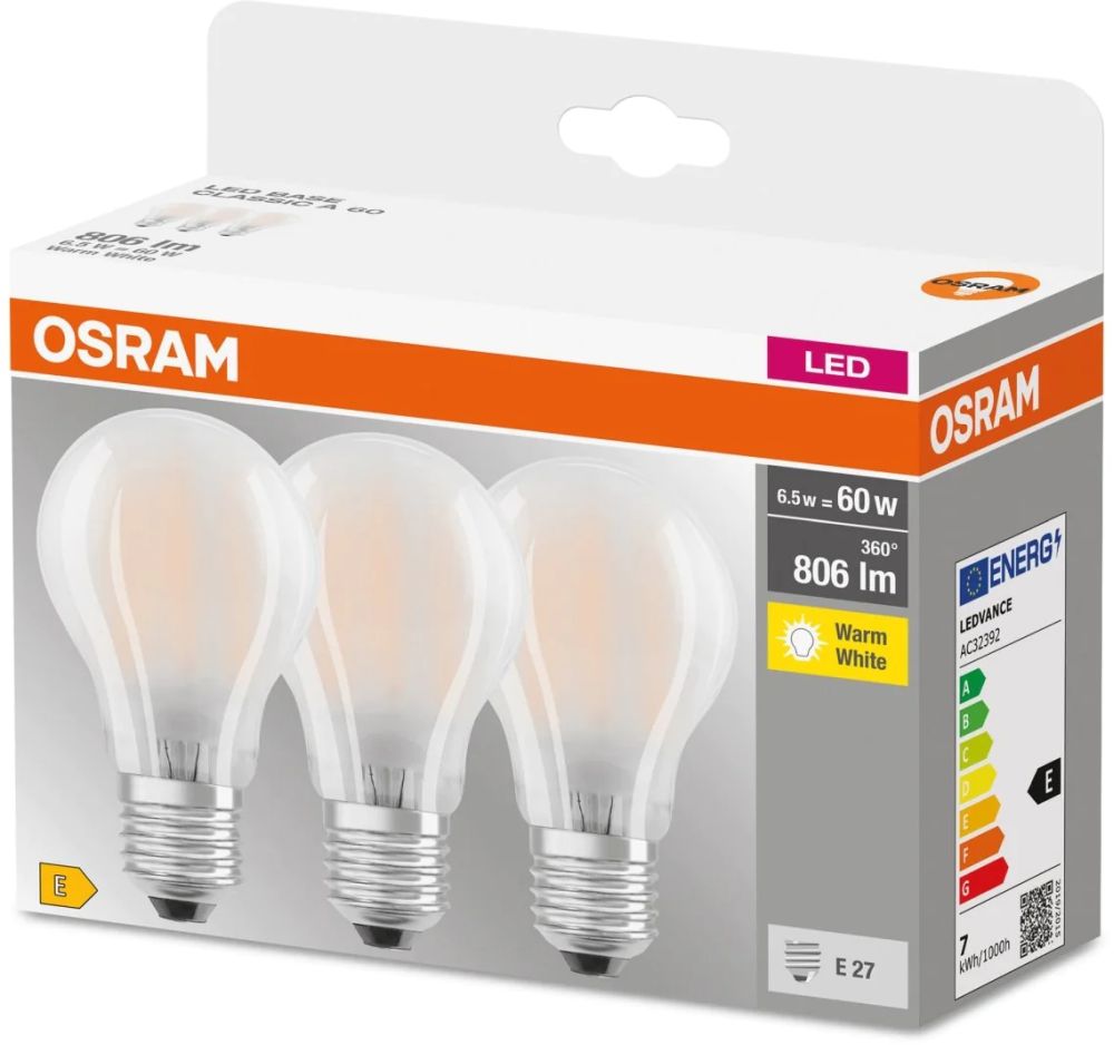 Darmowa Dostawa - Żarówki LED Multipack 3x6 W 2700 K e27 Osram LED Lamps 4058075819351