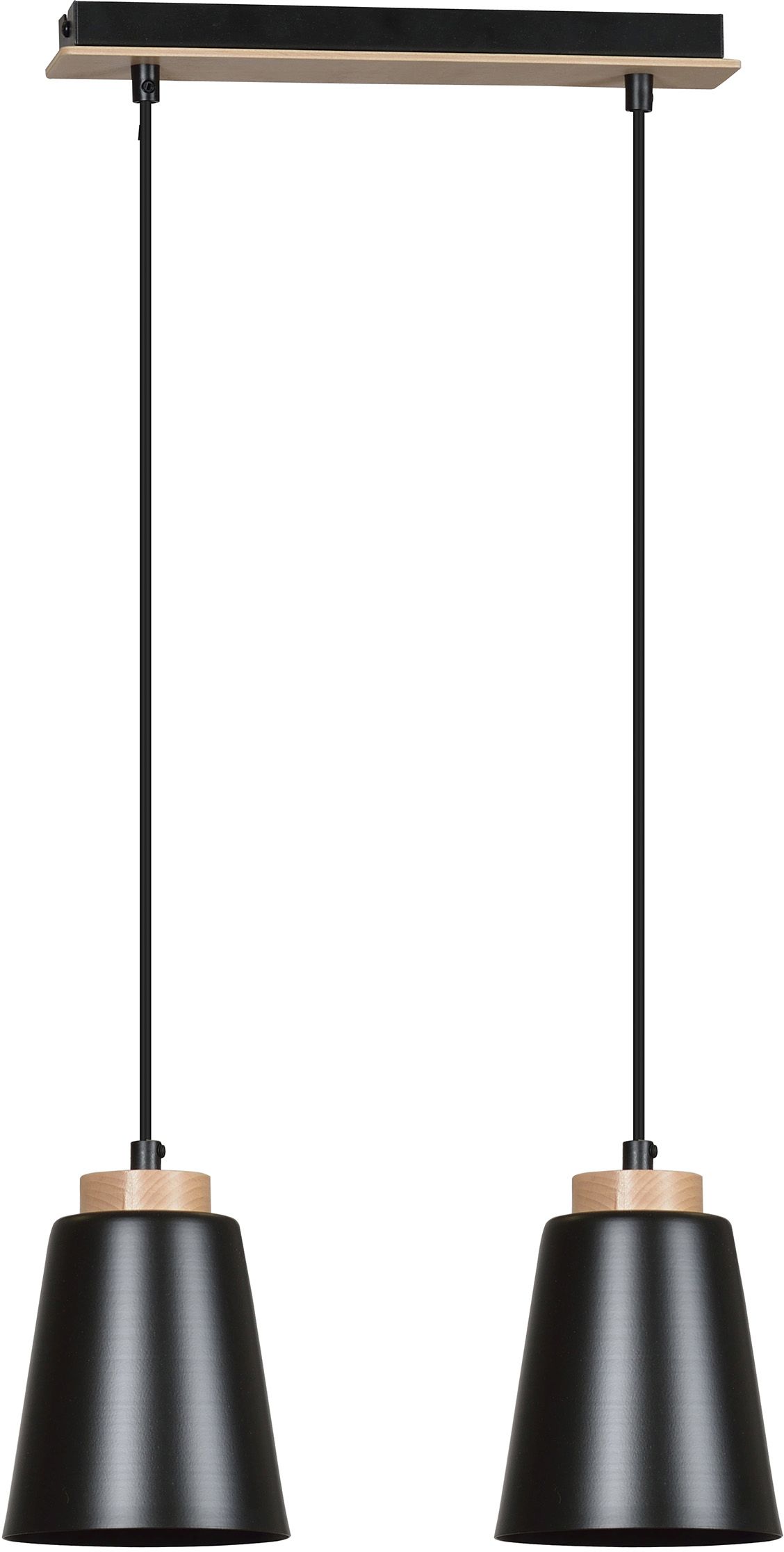 Darmowa Dostawa - Lampa wisząca 2x15 W czarna-drewno Emibig Bolero 4422