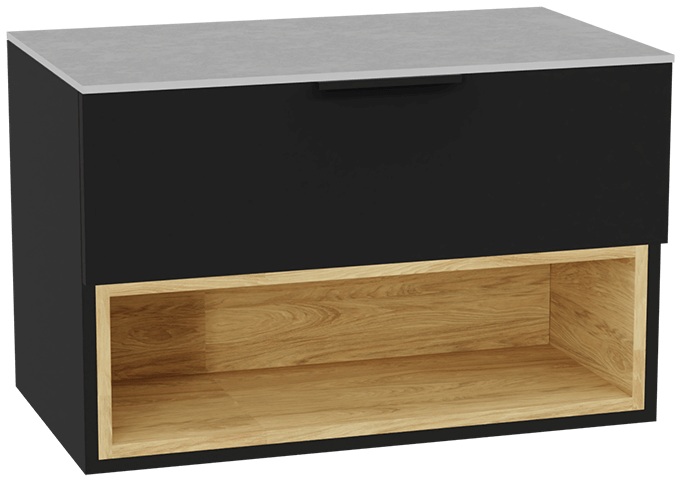 Darmowa Dostawa - Szafka z blatem 80x46.5x51.2 cm podumywalkowa wisząca czarna-szara-dąb Excellent Tuto 2.0 MLEX2171K8002SJBKBK