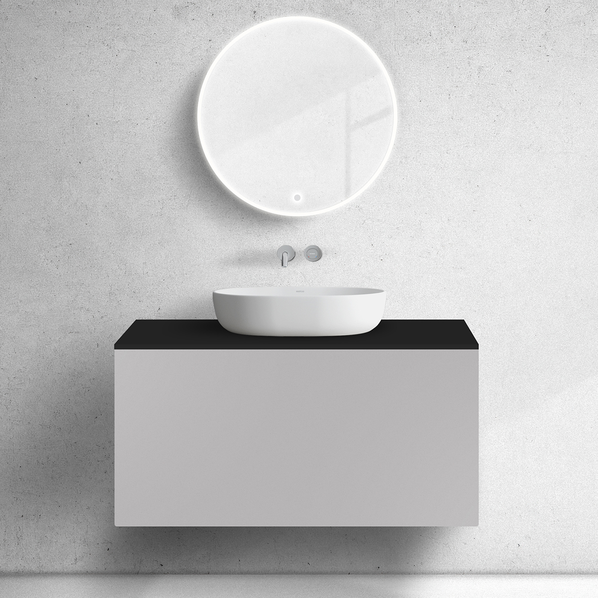 Darmowa Dostawa - Szafka z blatem 100x45x53.6 cm podumywalkowa wisząca czarna Oltens Lun 68685900