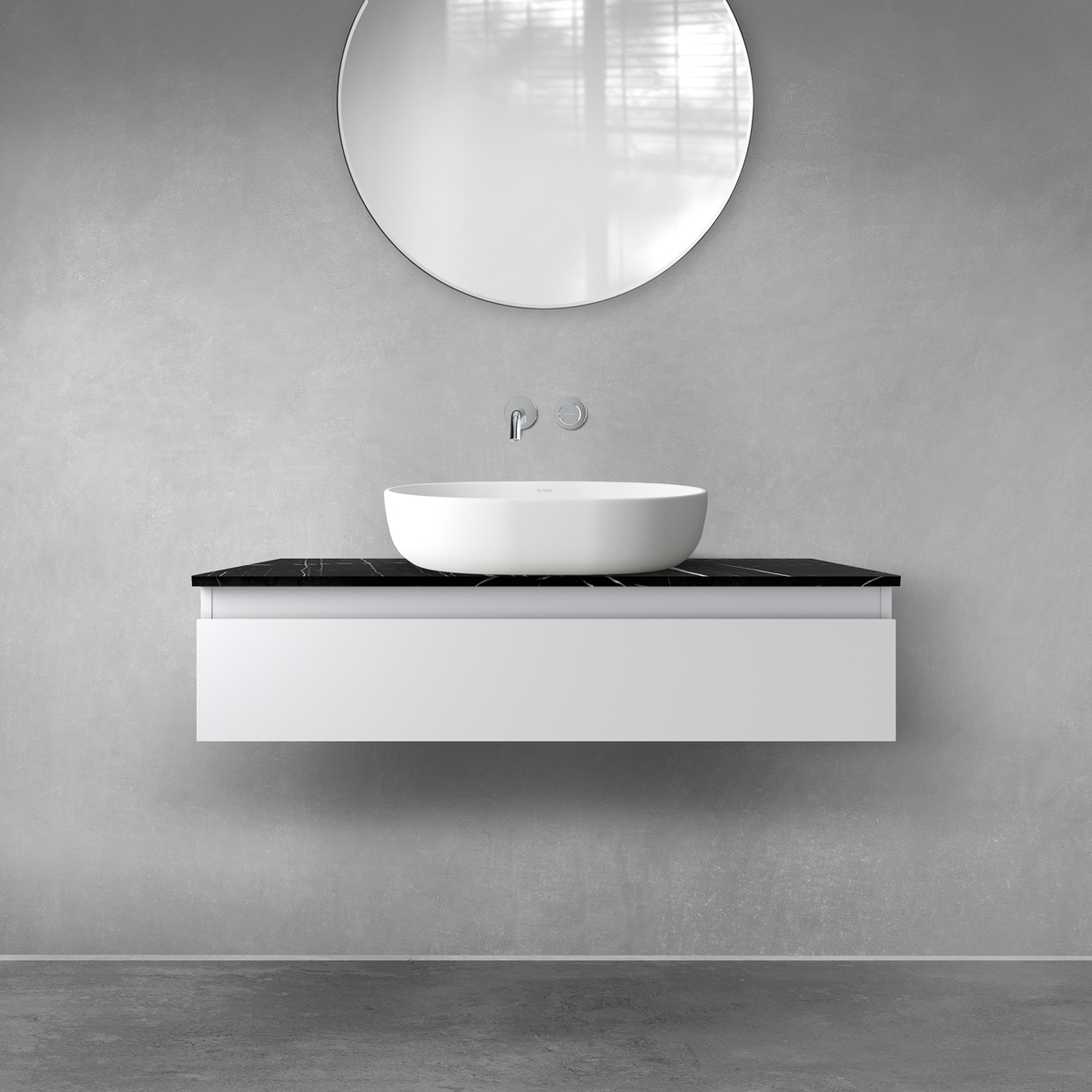 Darmowa Dostawa - Szafka z blatem 100x45.6x25.2 cm podumywalkowa wisząca czarna-szara Oltens Vernal 68716700