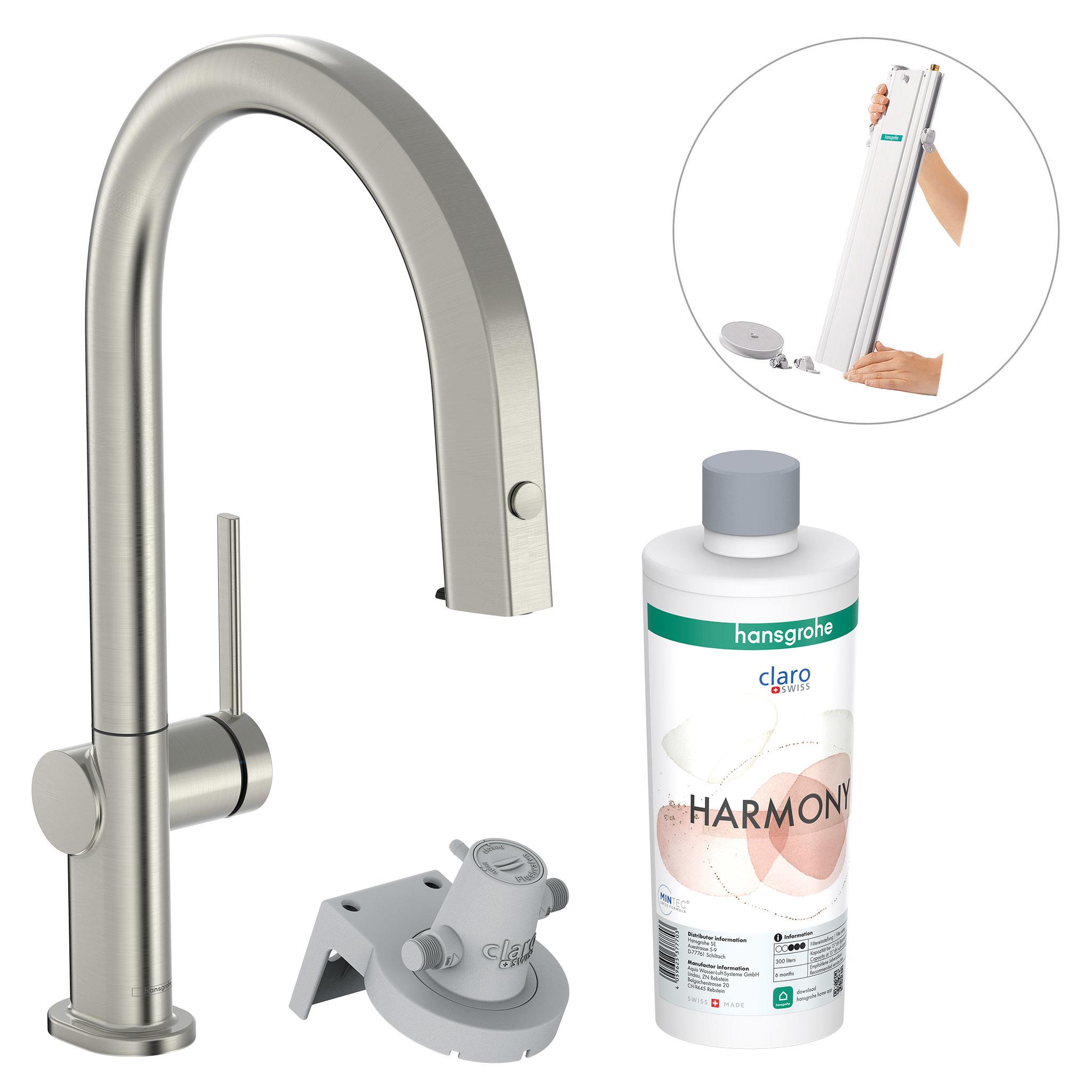Darmowa Dostawa - Bateria kuchenna z filtrem stojąca stal szlachetna Hansgrohe Aqittura M91 76800800