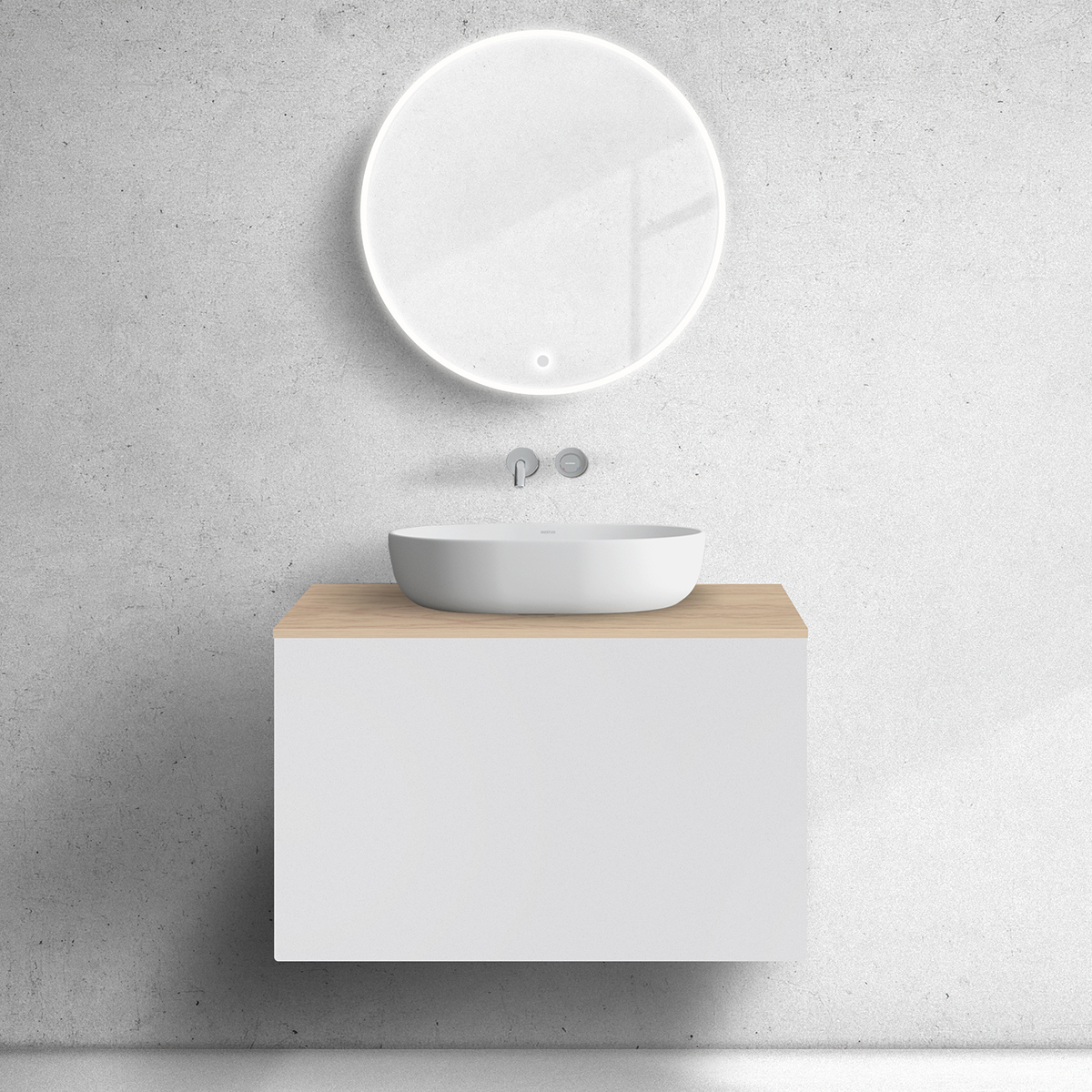 Darmowa Dostawa - Szafka z blatem 80x45x53.6 cm podumywalkowa wisząca biała-dąb Oltens Lun 68692000