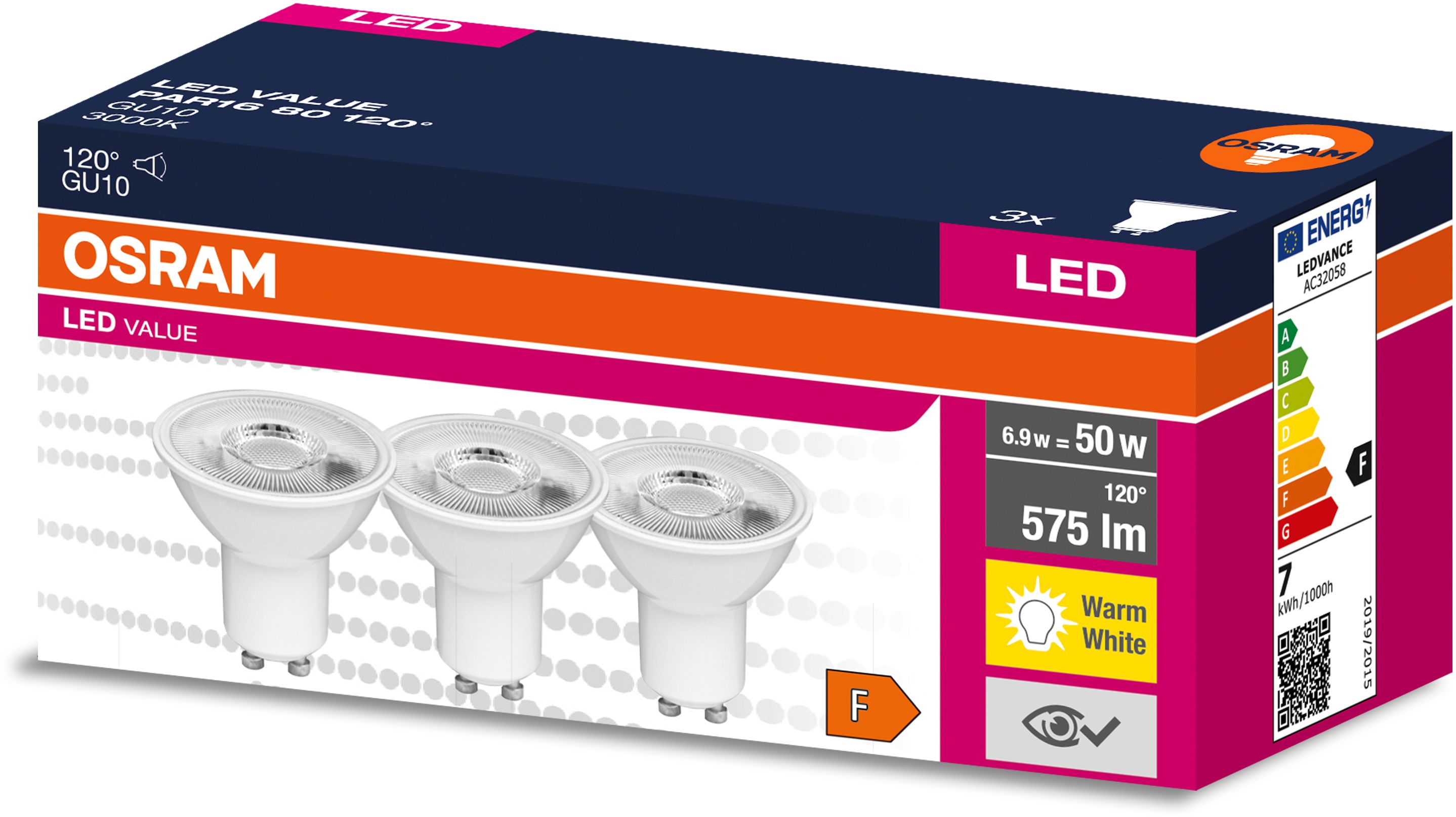 Darmowa Dostawa - Żarówki LED Multipack 3x6.9 W 3000 K gu10 Osram Value 4058075600003