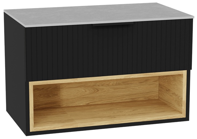 Darmowa Dostawa - Szafka z blatem 81x46.5x51.2 cm podumywalkowa wisząca czarna-szara-dąb Excellent Tuto 2.0 MLEX2171K8003SJBKBK