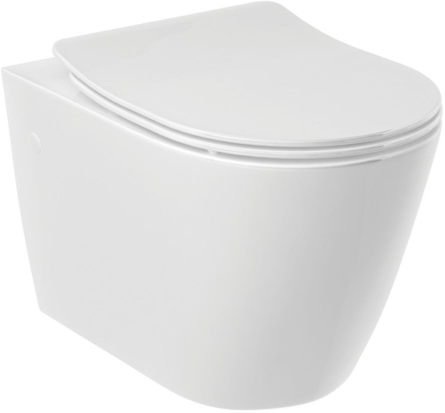 Darmowa Dostawa - Miska WC wisząca bez kołnierza ze spłukiwaniem wirowym biały połysk Kludi Resa R 23WCW0243