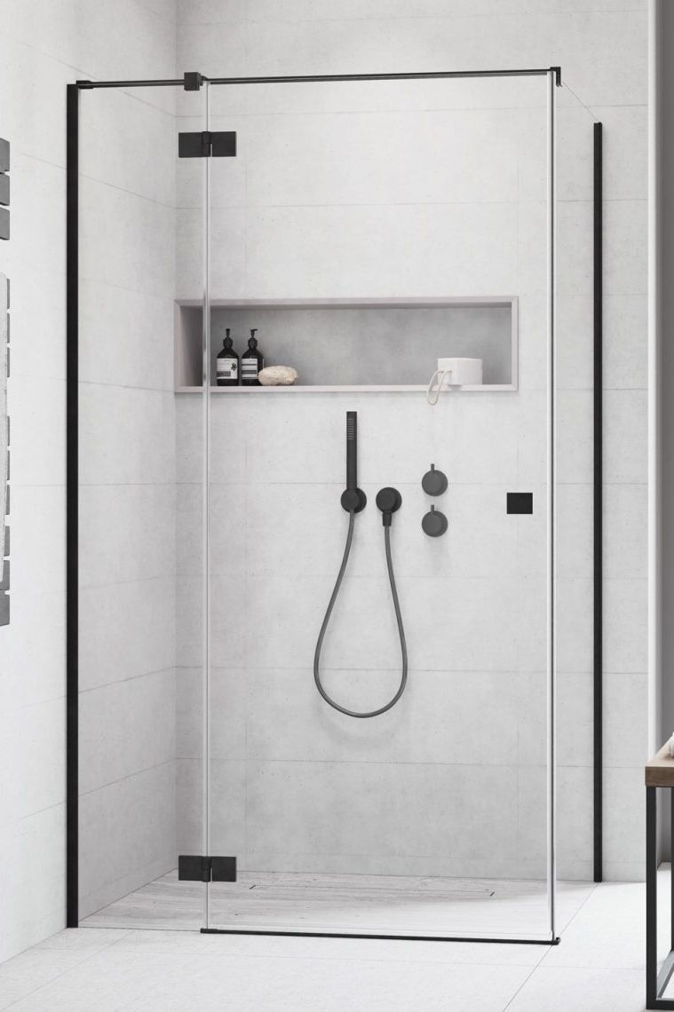 Darmowa Dostawa - Ścianka prysznicowa 33.7 cm czarny mat/szkło przezroczyste Radaway Essenza Black KDJ 104703375401L
