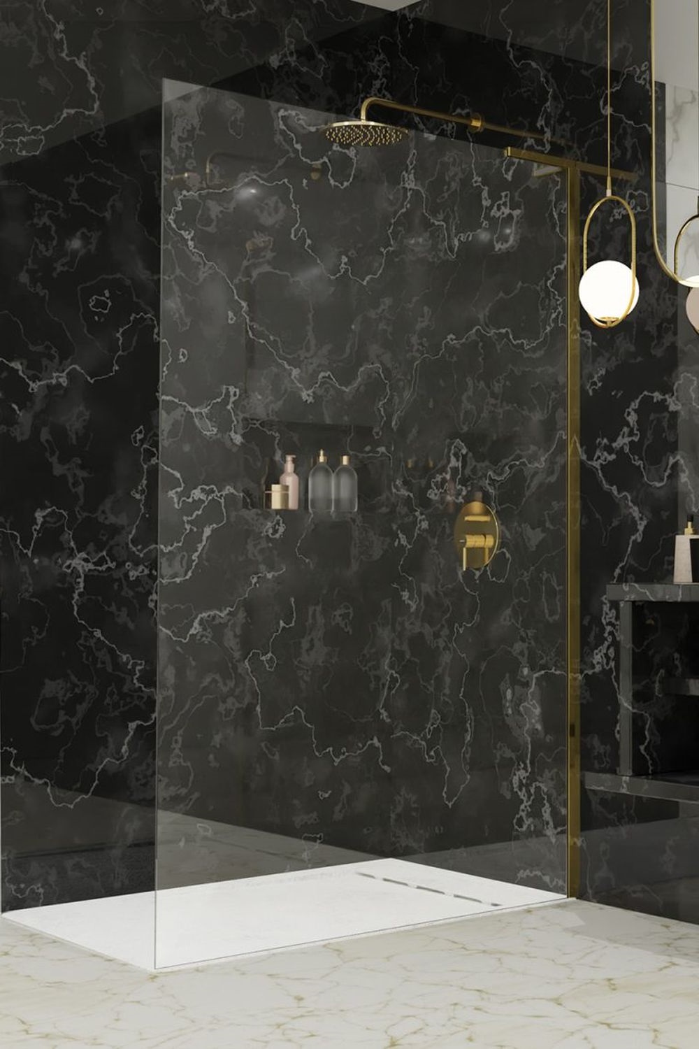 Darmowa Dostawa - Ścianka prysznicowa walk-in 80 cm Radaway Modo SL Gold II 103190840901R